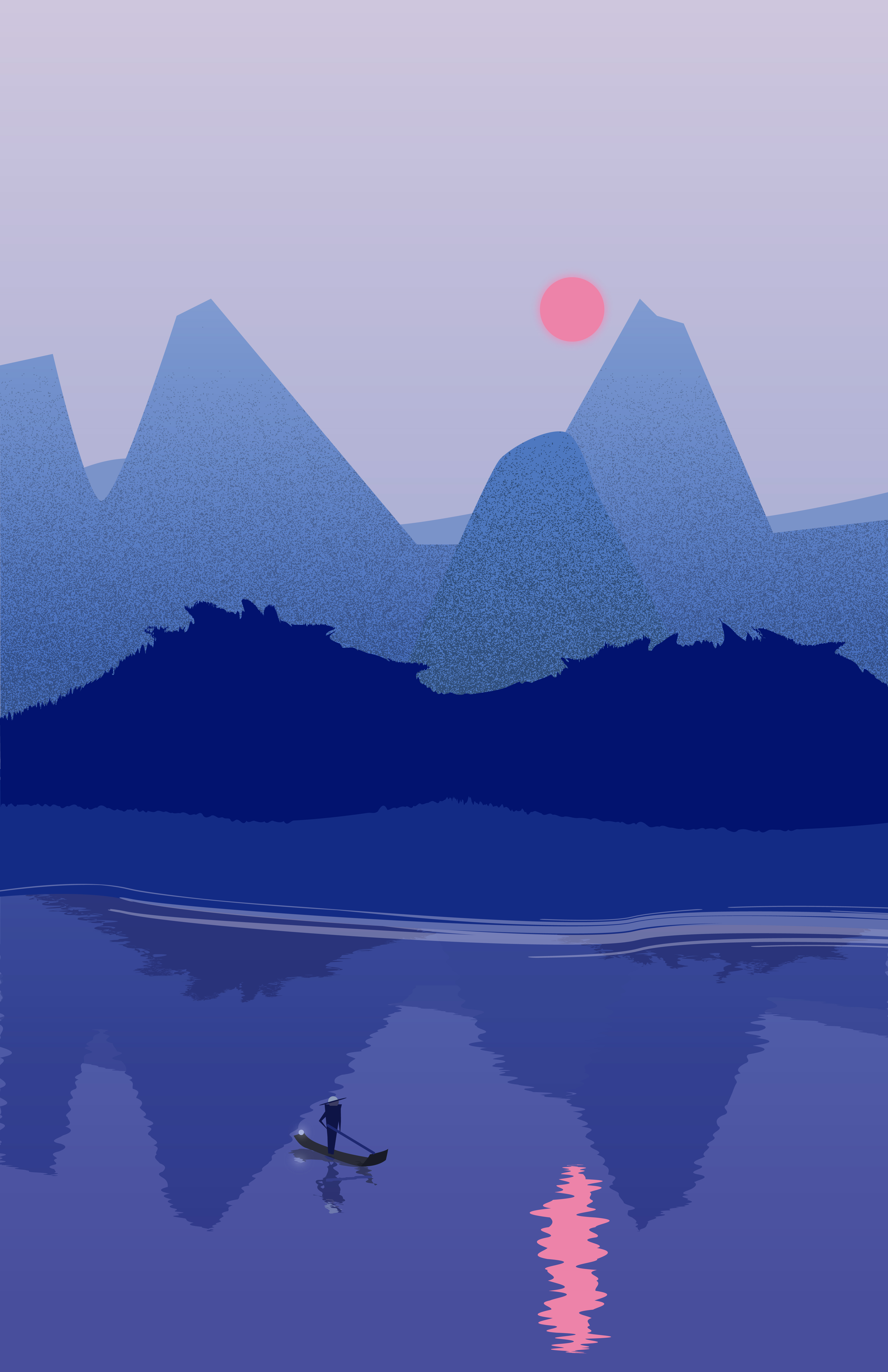 illustration vectoriel de montagne au bord de l'eau